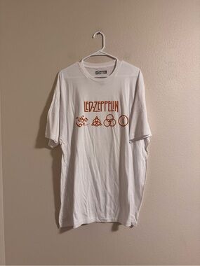 Led Zeppelin White Graphic Tee with Orange Logo